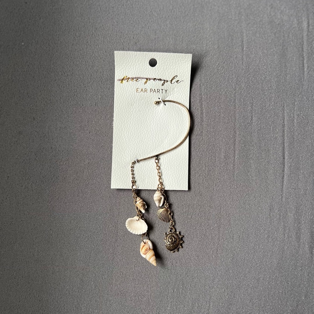 Free People Gold Ear Cuff with Shell Accents